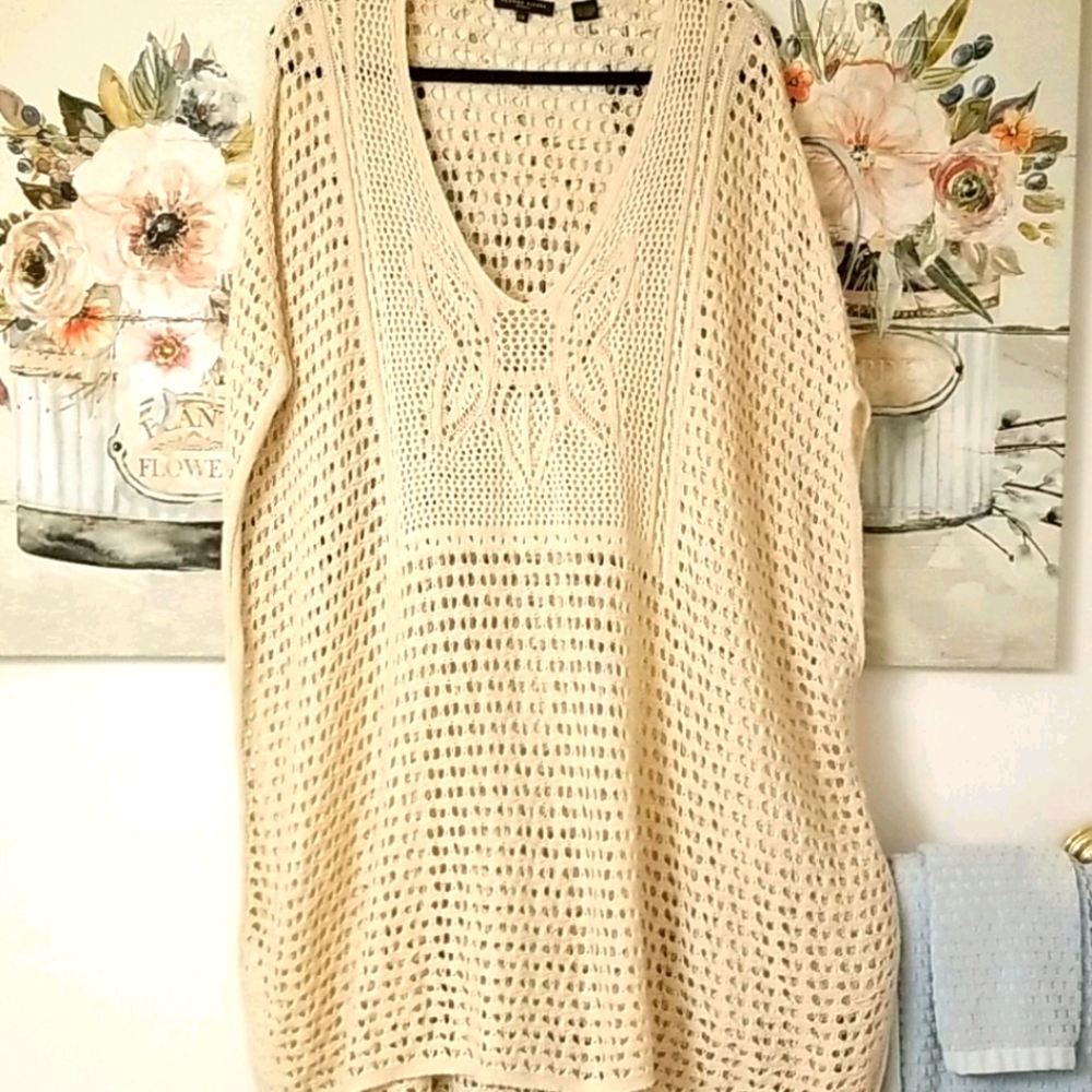 Jeanne Pierre V Neck 100% Cotton Crochet Cover Up